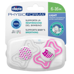Chupete Silicona Chicco Physio Light Ortodontico Rosa 6-16 M 2 U